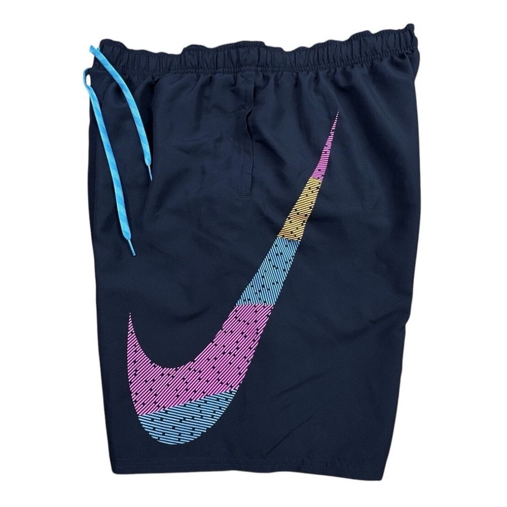 Nike Mens Swim Trunks Shorts XL Lined Big Jumbo Swoosh Logo Navy Blue Vtg Y2K
